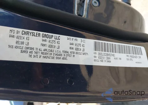 2011 Dodge Charger из США, поврежденный, VIN 2B3CL3CG9BH537481